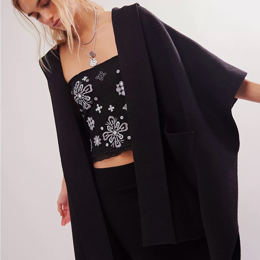 🪽 Free People 🪽 Black All I Need Cozy Hooded Duster